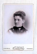 1880s 1890s Victorian Young Women Updo Hairstyle Cabinet Card Lake Mills Wis picture