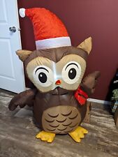 Gemmy 3.5' Rare AirBlown Inflatable Lighted Christmas Owl with Santa Hat & Scarf picture