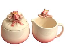 Vintage 1981 Pink Panther Sugar Bowl And Creamer Royal Orleans porcelain Japan picture