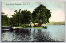 Chautauqua Lake New York~Long Point & Canoes~Vintage Postcard picture