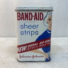Vintage BAND AID Tin WOMAN SHEER STRIP JOHNSON & JOHNSON With BANDAGES picture