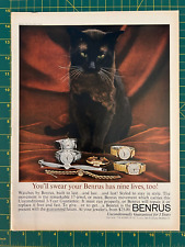 1960 Vintage Benrus Mens Ladies Watches 9 Lives Cat Built To Last Print Ad Z1 picture