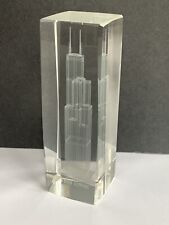 Willis Tower Chicago Skyscaper 3D Etched Clear Heavy Paperweight 6x2 Office Gift picture