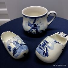 Delft Blue Holland Pottery Lot Of 3 Pieces picture