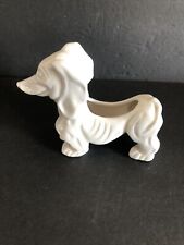 Mid Century Ceramic Dachshund Planter White Wiener Dog 5 1/2”x4” picture