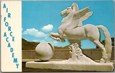 UNITED STATES AIR FORCE ACADEMY Colorado Springs Postcard PEGASUS Statue c1950s picture