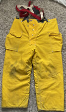 Vintage 70s Janesville Firemaster Lined NOMEX Yellow Suspender Pants Large VTG picture