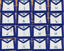 Masonic Regalia Blue lodge officers Aprons set pack of 16 Adjustable waist belt picture