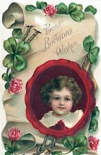 Best Birthday Wishes & Greetings Cute Child Embossed Posted in 1908 Postcard picture