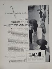 1942 John Blair & Company Fortune WW2 Print Ad Q2 Umbrellas Sidewalk City picture