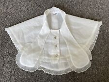 CIVIL WAR-VICTORIAN Sheer White Veil Pelerine w/RUFFLED TINY Edging & Buttons picture