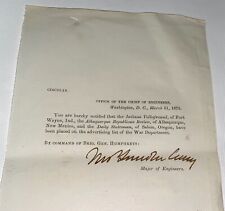 Rare Antique Chief of Engineers GAR Vet Thomas L. Casey Signed Military Circular picture
