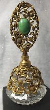 REDUCED Rare Vintage Gold Plated Ornate Perfume Bottle Green Stone picture