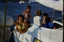 1978 35mm Slides 2X Boating Sailboat Men Women Smoking Bikini Swimwear #1095 picture