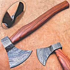 CUSTOM MADE AXE VIKING BEARDED HATCHET TOMAHAWK -HAND FORGED DAMASCUS STEEL M 35 picture