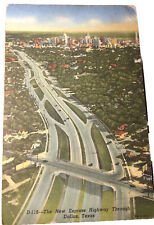 Aerial View Vintage Linen Postcard PM 1954 New Express Highway Dallas Texas TX picture