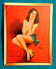1940s Pinup Girl EARL MORAN Art Ink Blotter Brunette See I Can Imitate Birds Too picture