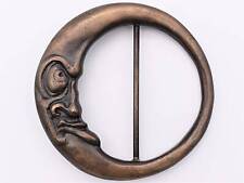 Man in the Moon Crescent Night Sky Hippie Solid Copper Vintage Belt Buckle picture
