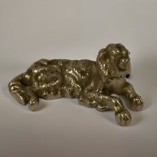 Vintage Silver Tone Cast Metal Dog Inkwell Golden Retriever 5.25