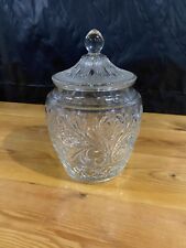 VTG ANCHOR HOCKING CUT GLASS COOKIE JAR/CANDY JAR WITH LID 8” Tall picture