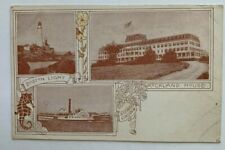 c1900s MA Postcard Boston Lighthouse Rockland House steamer Lincoln boat hotel picture