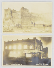 Rare 1909 RPPC Nighttime Fire Downtown Henryetta Oklahoma  OK - During & After picture
