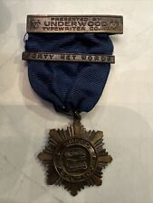 Vintage UNDERWOOD TYPEWRITER COMPANY SPEED 40 Words Medal 1921 picture