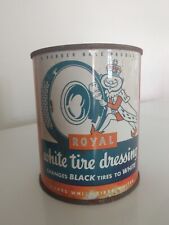 NOS Full Vintage Royal White Tire Dressing 1 US Pint Gas Oil Steel Can picture
