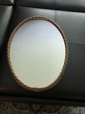 1772 Homco Home Interior Vtg Oval Wall Mirror Twisted Metal Gold 10