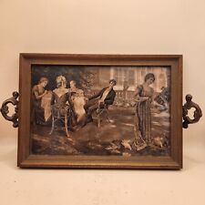 Antique Victorian Wood Framed Dresser / Vanity Mirror Outdoor Scene picture