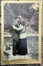 1910 Sweet Couple Kissing Romance Antique Photo Print Postcard Lovers Love picture