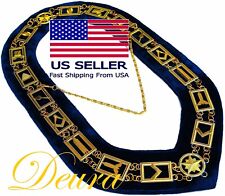 Masonic Master Mason GOLDEN Metal Chain Collar BLUE Backing DMR-400GB USA SELLER picture