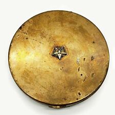Vintage Masonic Gold Tone Makeup Compact Mirror With Eastern Star Symbol picture