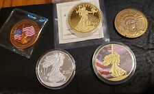 Lot Of 5 Diffrent  Statue Of Liberty Coins , Gold&Silv Plated Copper,  Bronze,   picture
