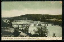 Vintage Railroad Postcard CM & St Paul Railyard Bridge Shawtown Eau Claire WI picture