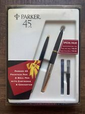 Vintage Parker 45 Fountain & Ball Point Pen Set w Cartridge and Converter picture