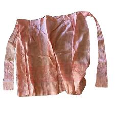Vintage Farmhouse Half Apron Pink White Gingham Check Handmade picture