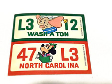 Vintage Disney Wonder Bread License Plate Stickers Washington North Carolina picture