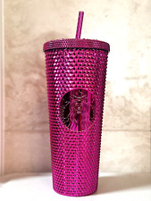 Starbucks Tumbler Sangria Chrome Pink Studded Holiday Venti 24 oz USA NEW picture