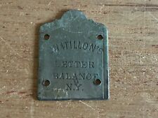 Chatillon's Better Balance Scale Tag Plate FOB Adverising Small Metal NY Vintage picture