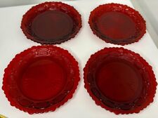 Avon Cape Cod Ruby Red Glass Salad Luncheon Dessert Bread Plate 7” lot of 4 picture
