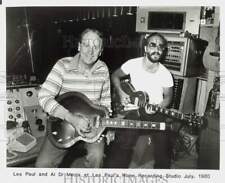 1980 Press Photo Les Paul and Al Di Meola at Les Paul's Home Recording Studio picture