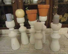 SALVAGE LOT OF 6 WOOD CANDLE STANDS picture