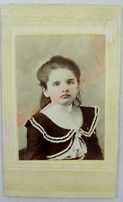 Young Child Formal Striped White Blouse with Styled Hair - c.1900s Cabinet Card picture