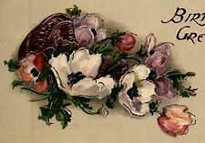 c1910 BIRTHDAY GREETINGS FLORAL GILDED EMBOSSED POSTCARD 26-289 picture