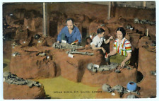 Salina Kansas KS Indian Burial Pit Linen Postcard picture