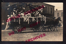 Belleville WISCONSIN RPPC 1909 BAND BANDWAGON Parade Float HORSE-DRAWN WI KB picture