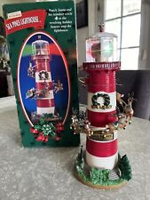 Vintage 1999 Mr. Christmas Holiday Revolving Lighthouse w/ Santa & Reindeer Work picture