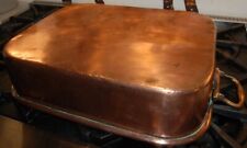 ANTIQUE THICK HEAVY LARGE ENGLISH COPPER ROASTING PAN c1880 STAMPED JONES BROS picture