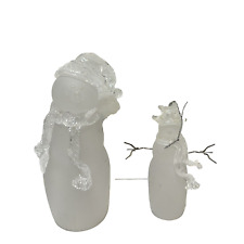 Vintage Frosted Acrylic Snowmen Christmas Figures 8.75